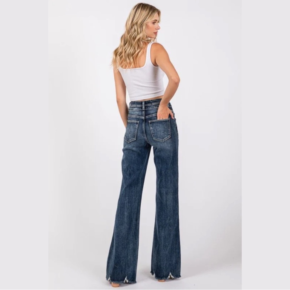 HIGH RISE STRETCH WIDE LEG JEANS - Picture 3 of 6